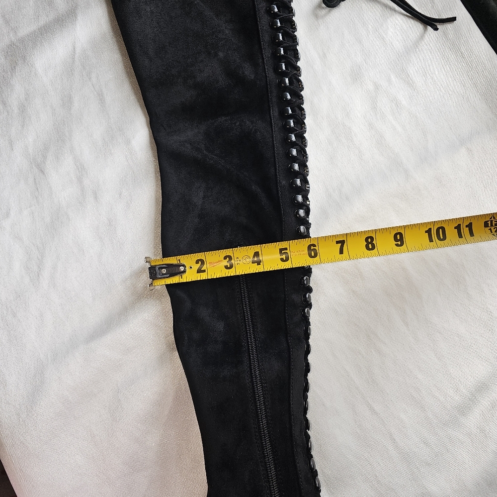 Jeffrey Campbell BURNED BLACK SUEDE Over The Knee  Boots Sz 6.5 - Picture 4 of 16